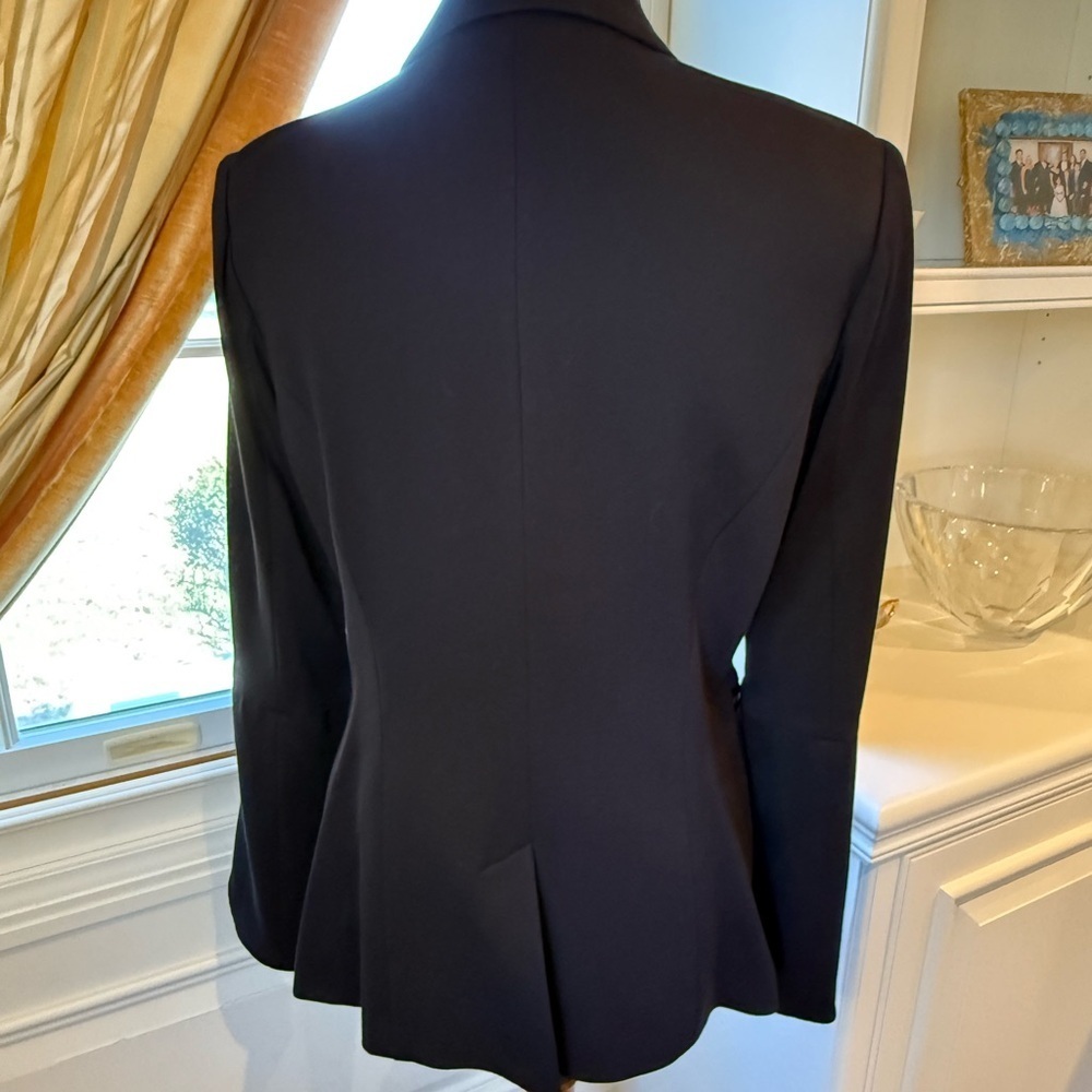 Ramy brook multimedia blazer Black faux leather trim zipper sleeves Size large - Picture 2 of 8
